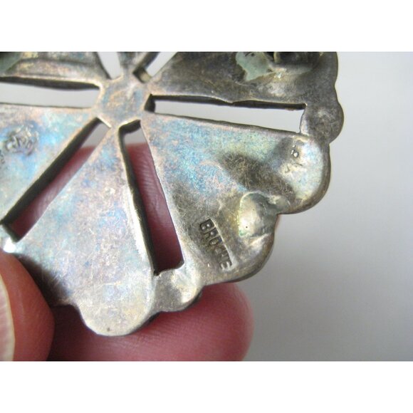 Taxco Mexico Vintage Sterling Silver Abalone Shell Inlay Brooch Pin Brooche RU - Picture 7 of 8